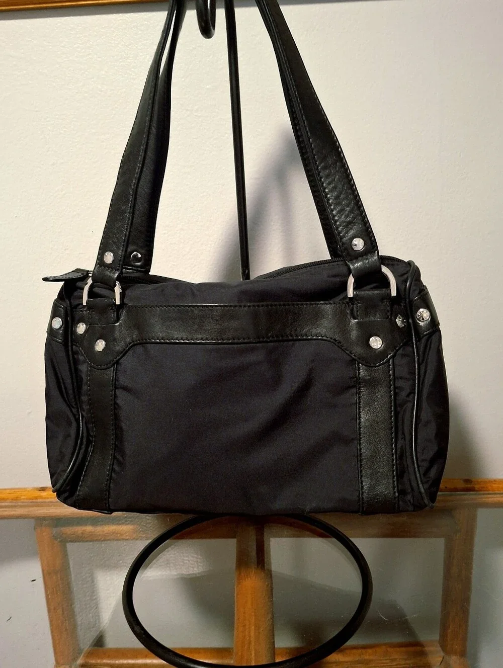 ECHO Black Silk & Leather Y2K Satchel